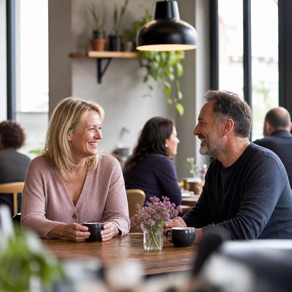 Mature friends meeting for daytime coffee in Somerset