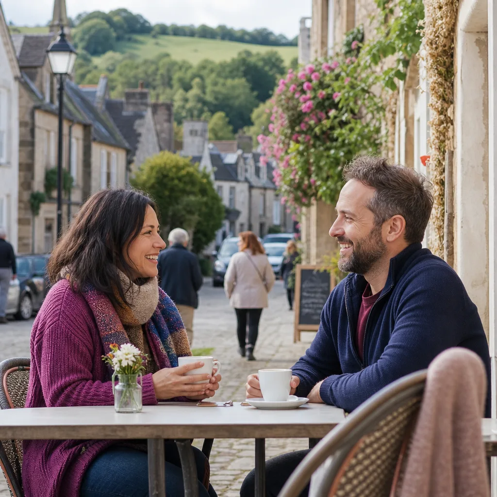 A relaxed first date at a café table in Yeovil town centre